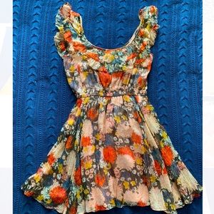 Floral Ruffle Fit and Flare Mini Dress